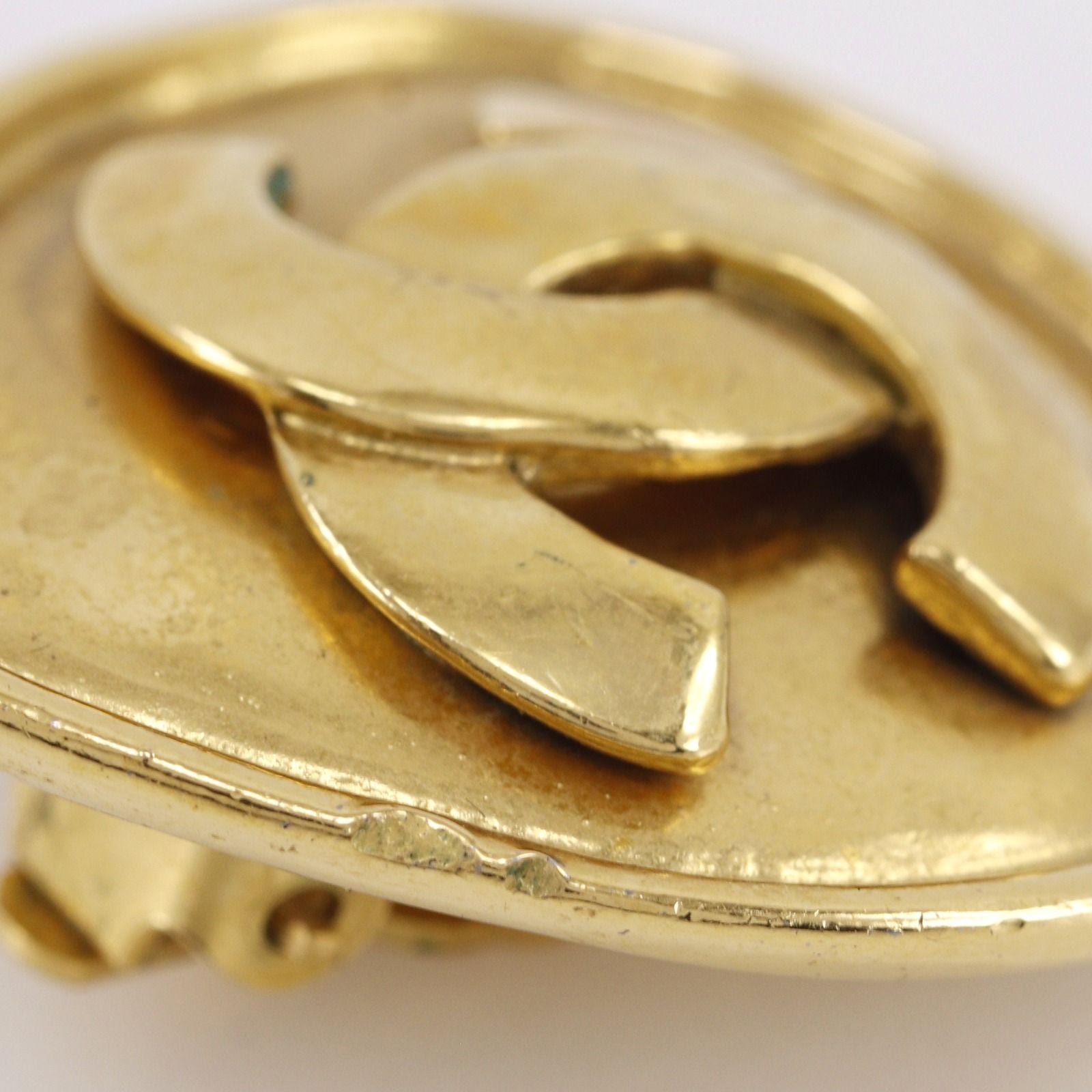 Chanel CC Logo Vintage Gold Plated Earrings — view 6