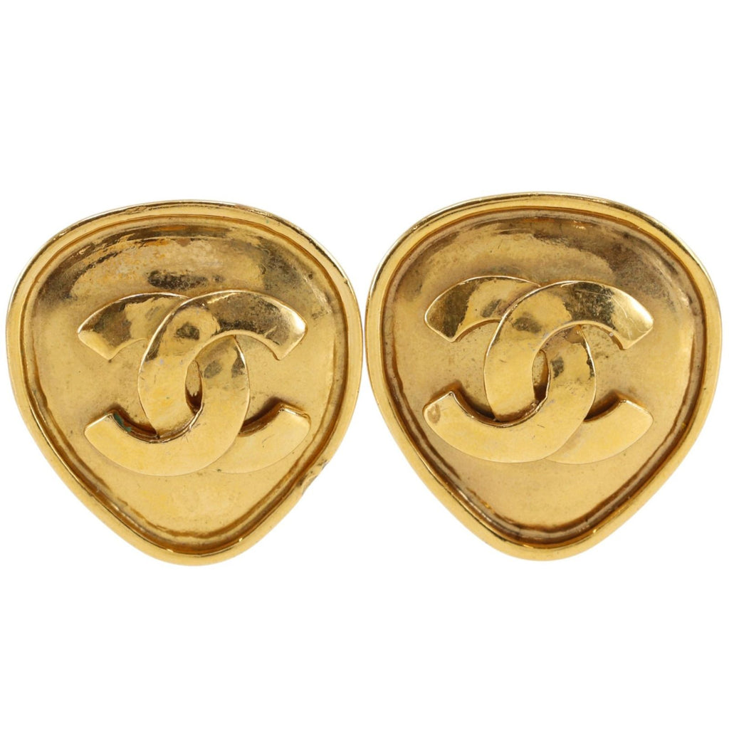Chanel CC Logo Vintage Gold Plated Earrings