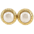 Chanel Logo Vintage Gold Plated Faux Pearl Earrings