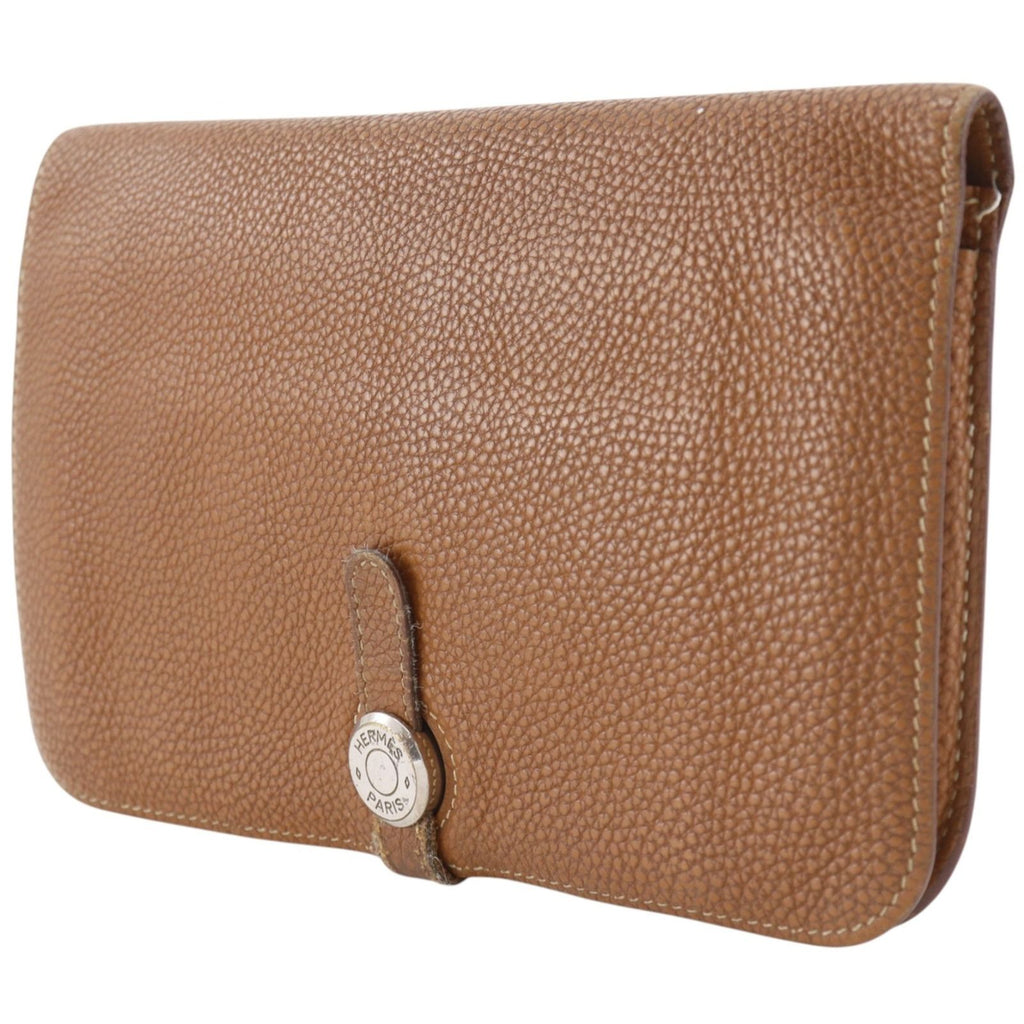 Hermes Dogon Taurillon Clemence Gold Brown I Wallet — view 2