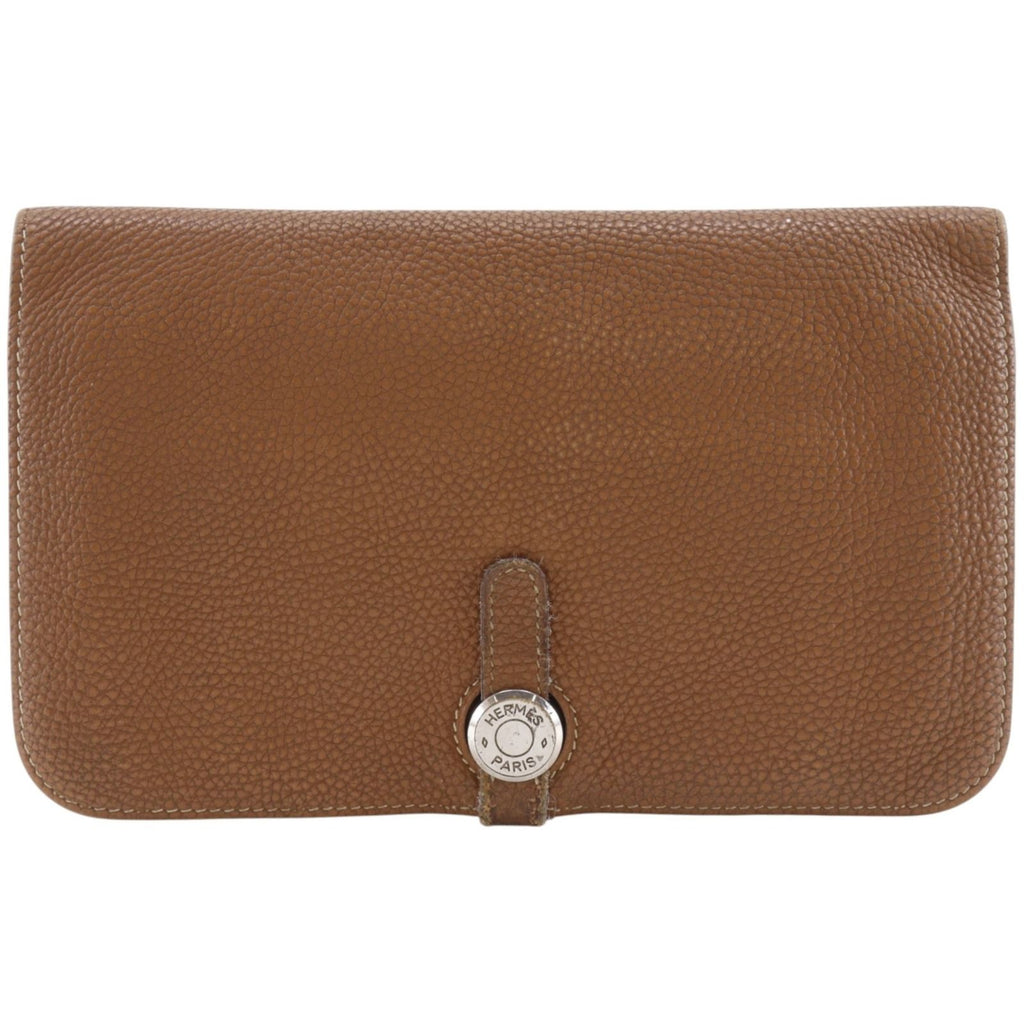 Hermes Dogon Taurillon Clemence Gold Brown I Wallet