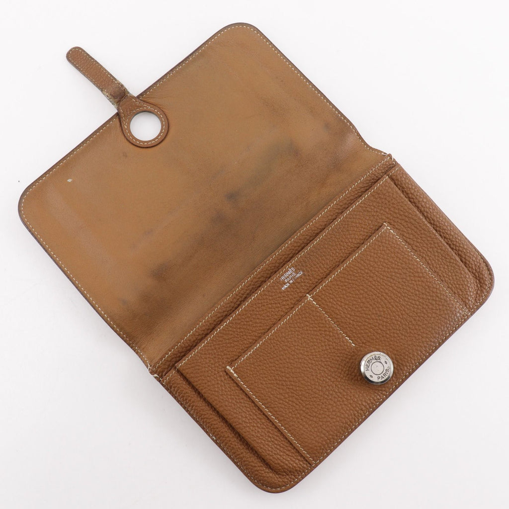 Hermes Dogon Taurillon Clemence Gold Brown I Wallet — view 5
