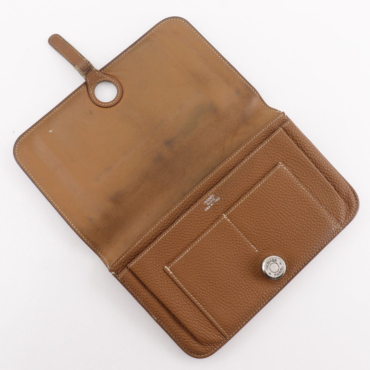 Hermes Dogon Taurillon Clemence Gold Brown I Wallet — view 5