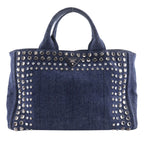 Prada Canapa Tote M Bijou Denim Blue Handbag