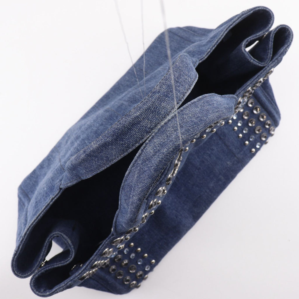 Prada Canapa Tote M Bijou Denim Blue Handbag — view 5