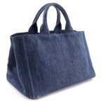 Prada Canapa Tote M Bijou Denim Blue Handbag — view 3