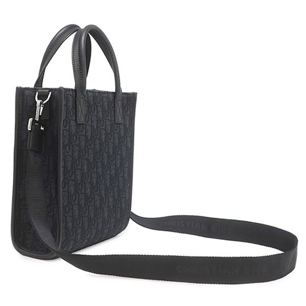 Dior 2-Way Safari North South Tote Bag Canvas Leather Black Silver — view 2