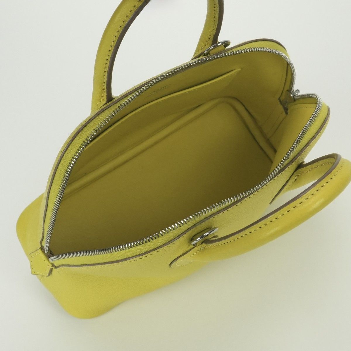Hermes Bolide Mini Bag Tote Chevre Lime Yellow Silver Mysore — view 8