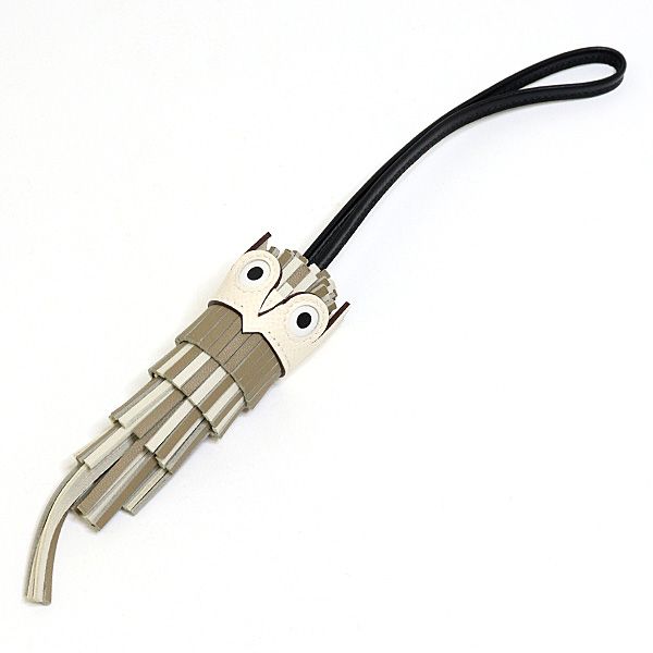 Hermes Bag Charm Chouette Gray Lambskin Epsom