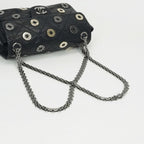 Chanel Quilted Shoulder Bag Calfskin Black Silver Chain Bag CC Logo Turnlock — view 4