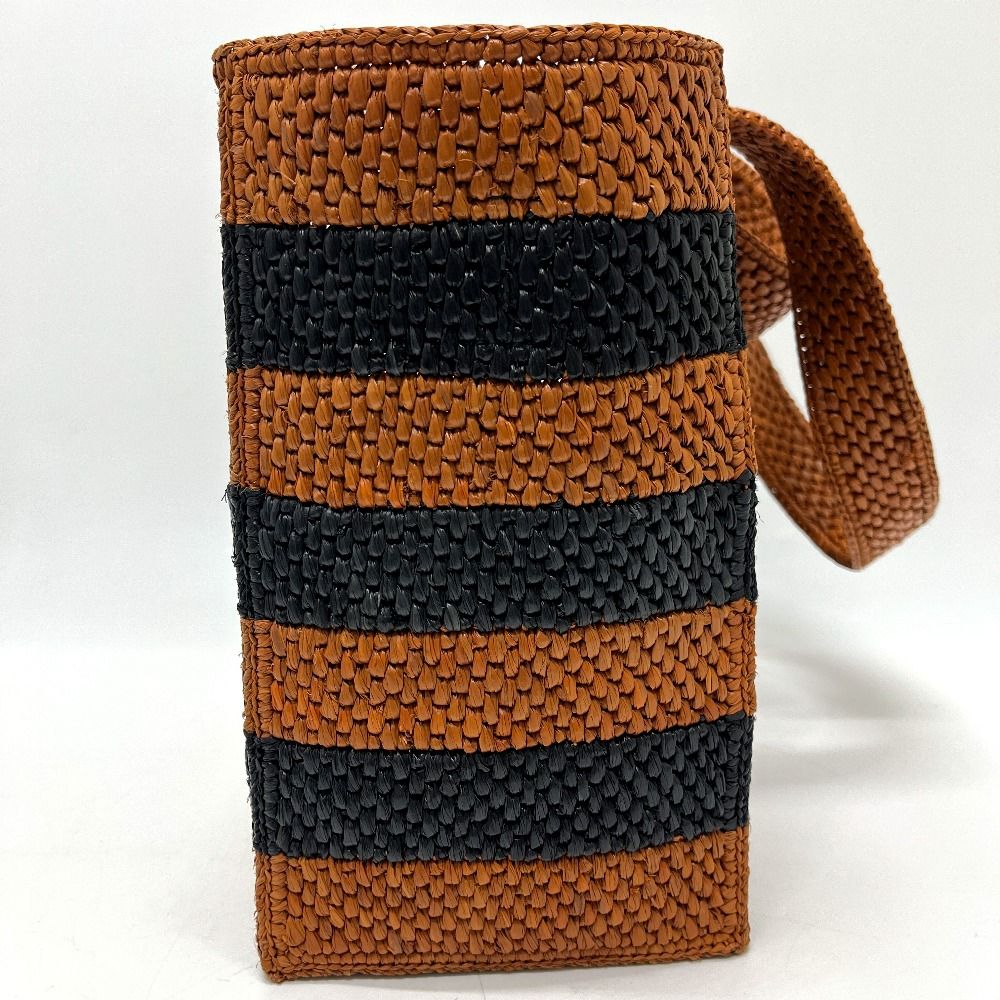 Loewe Tote Bag Font Stripe Raffia Black — view 4