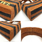 Loewe Tote Bag Font Stripe Raffia Black — view 7