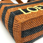 Loewe Tote Bag Font Stripe Raffia Black — view 6