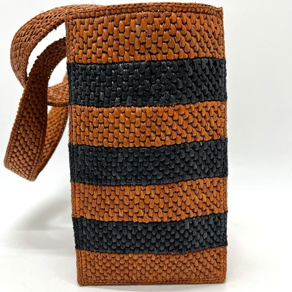 Loewe Tote Bag Font Stripe Raffia Black — view 3