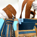 Loewe Tote Bag Font Stripe Raffia Black — view 8