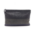 Bottega Veneta Clutch Intrecciato Black Blue Leather