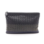 Bottega Veneta Clutch Intrecciato Black Blue Leather