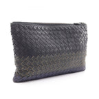 Bottega Veneta Clutch Intrecciato Black Blue Leather — view 2