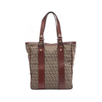 Fendi Tote Bag Zucchino Brown Canvas Leather