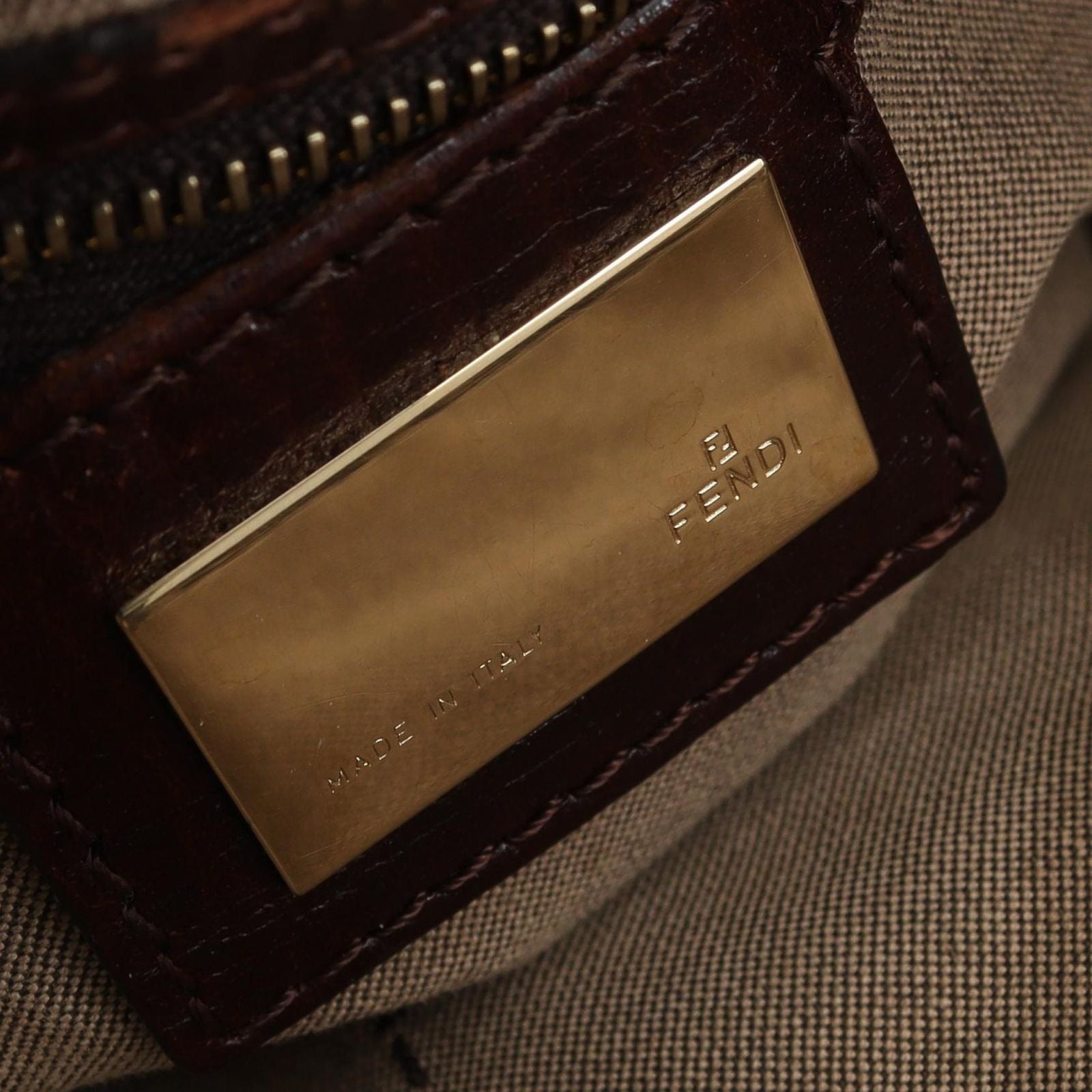 Fendi Tote Bag Zucchino Brown Canvas Leather — view 4