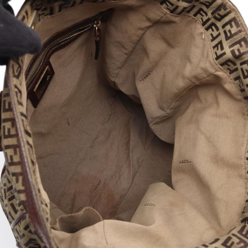 Fendi Tote Bag Zucchino Brown Canvas Leather — view 3