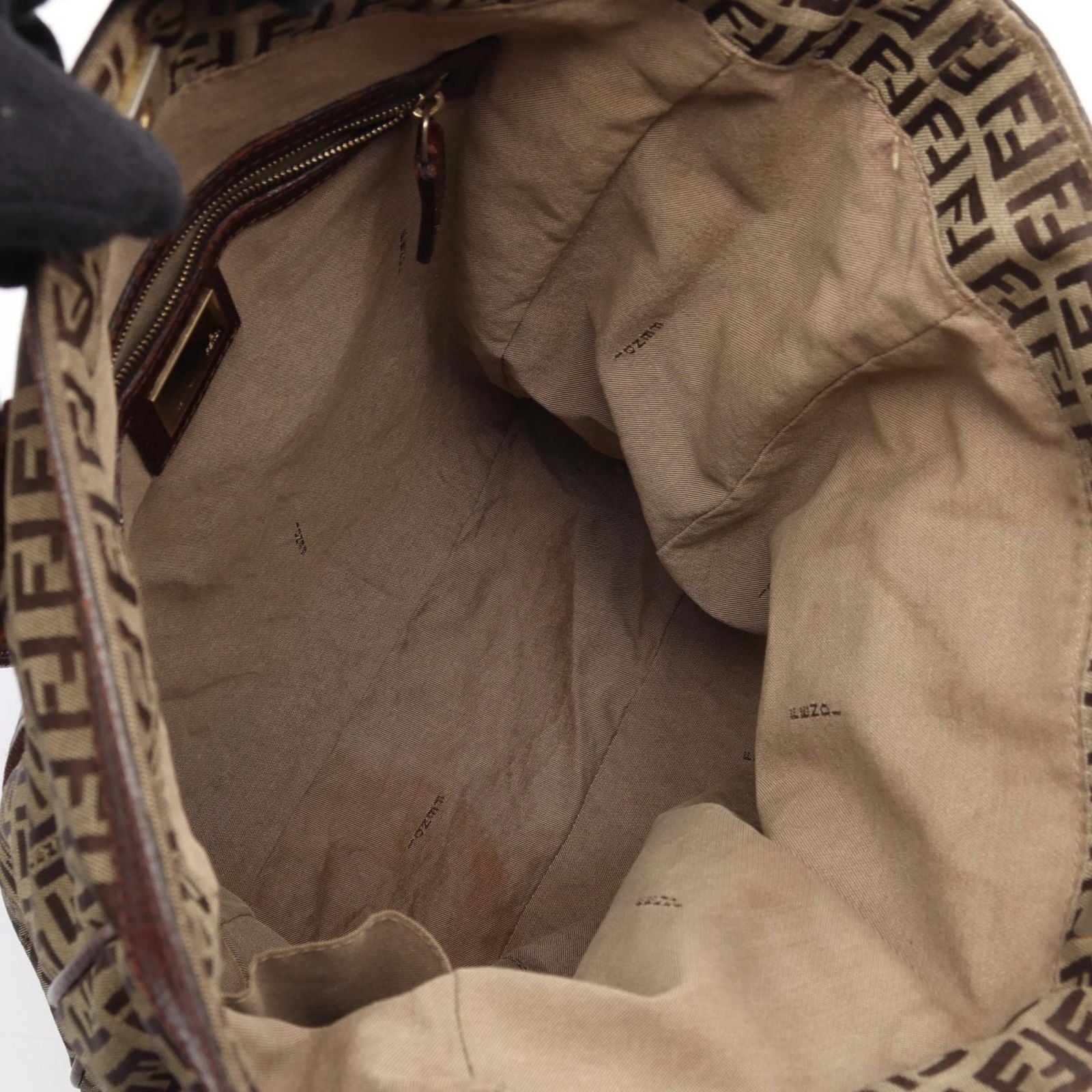 Fendi Tote Bag Zucchino Brown Canvas Leather — view 3