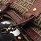 Fendi Tote Bag Zucchino Brown Canvas Leather — view 8