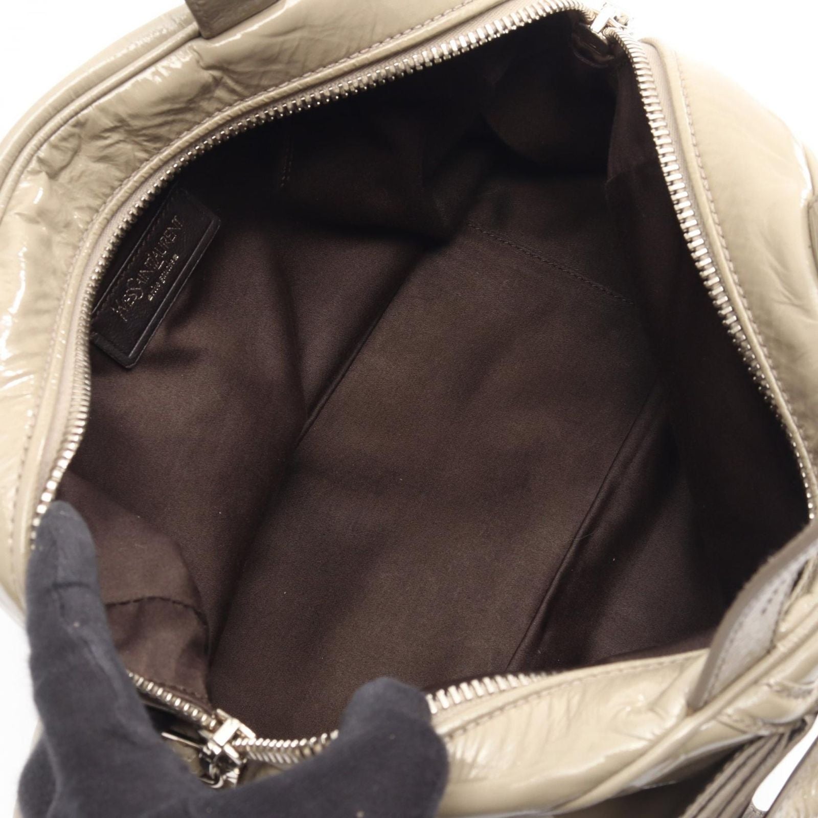 Saint Laurent Gray Patent Leather Handbag — view 3