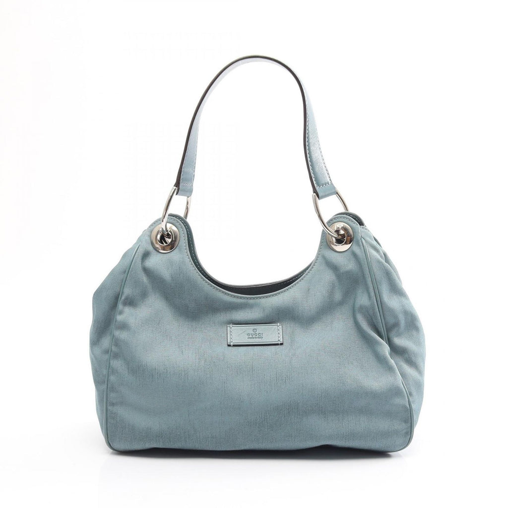 Gucci Shoulder Bag Light Blue Canvas Leather