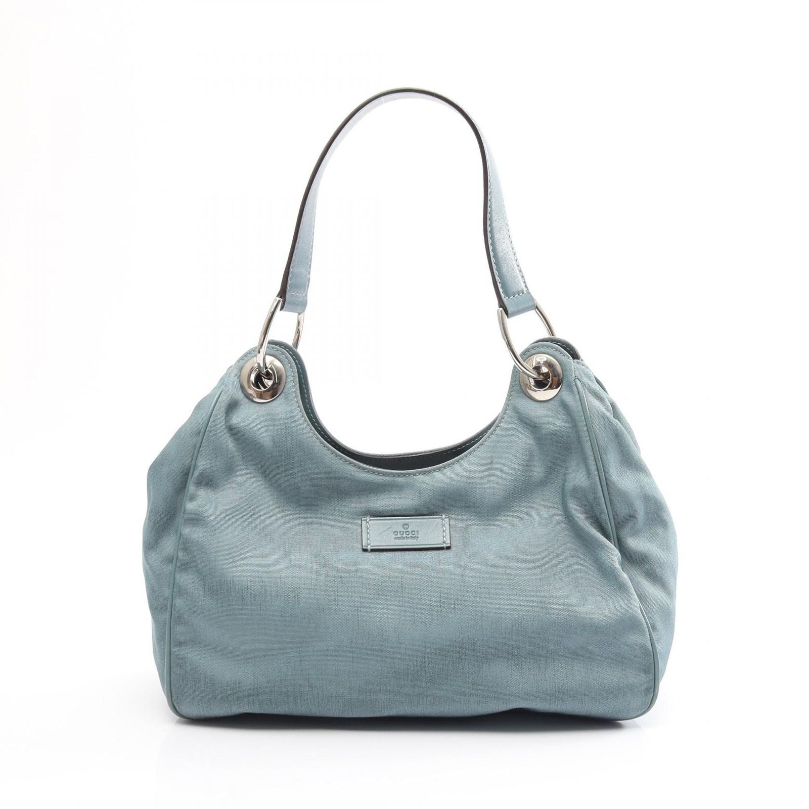 Gucci Shoulder Bag Light Blue Canvas Leather