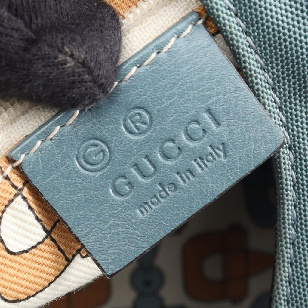 Gucci Shoulder Bag Light Blue Canvas Leather — view 4