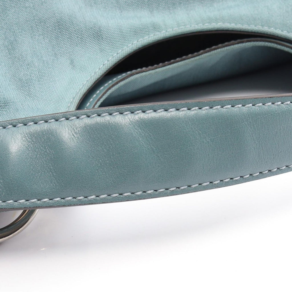 Gucci Shoulder Bag Light Blue Canvas Leather — view 8