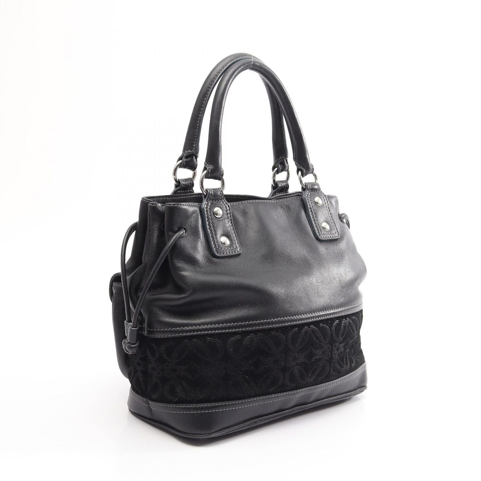 Loewe Anagram Black Suede Leather Handbag — view 2