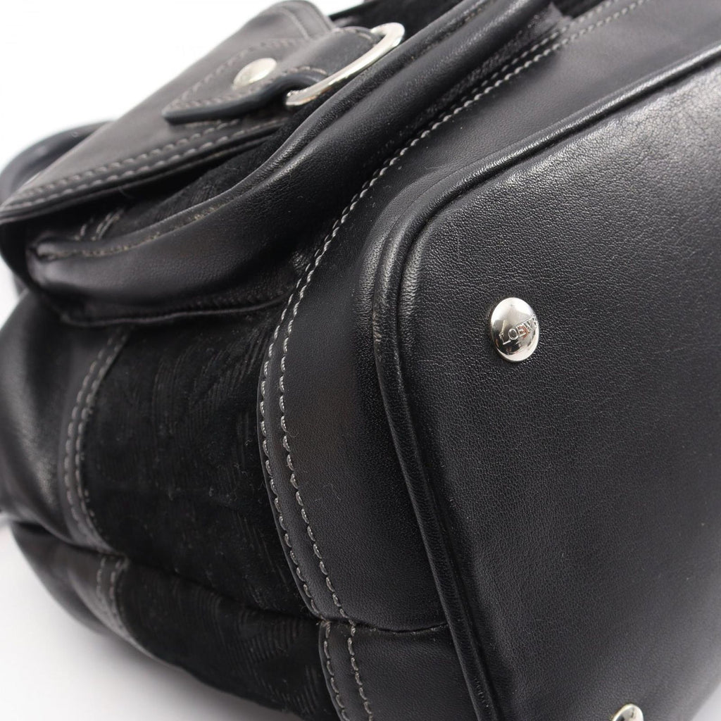 Loewe Anagram Black Suede Leather Handbag — view 5