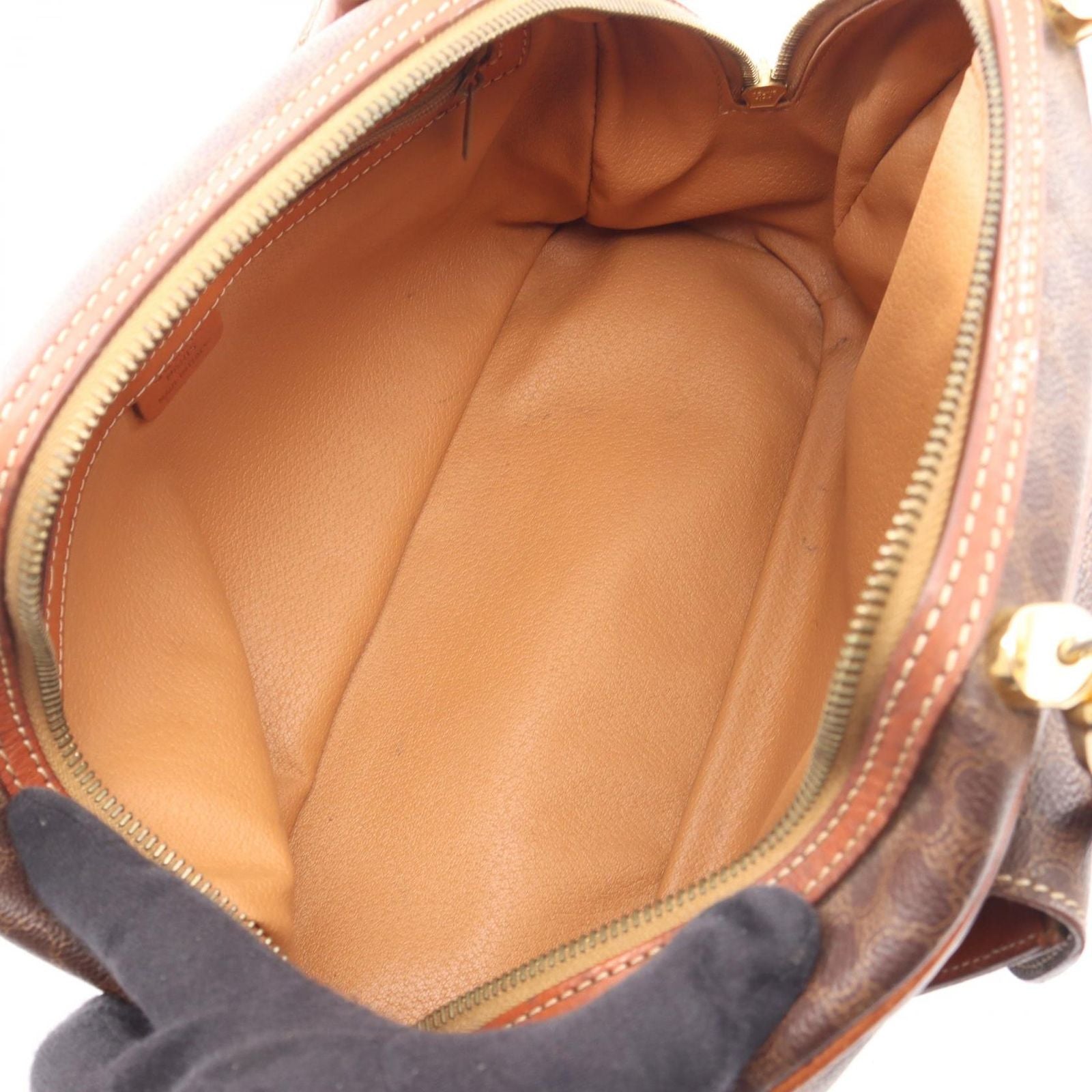 Celine Macadam Brown Canvas Leather Handbag — view 3