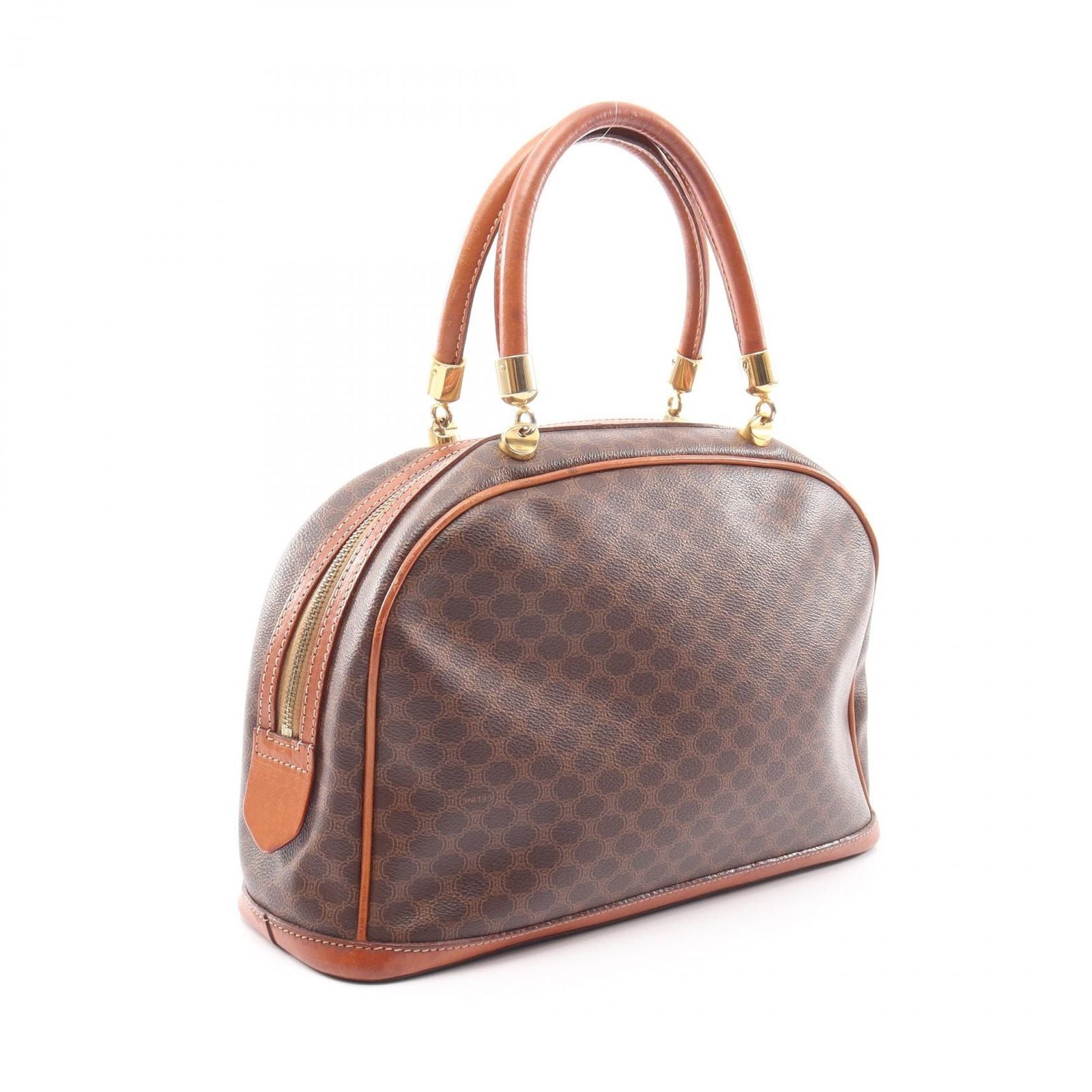 Celine Macadam Brown Canvas Leather Handbag — view 2