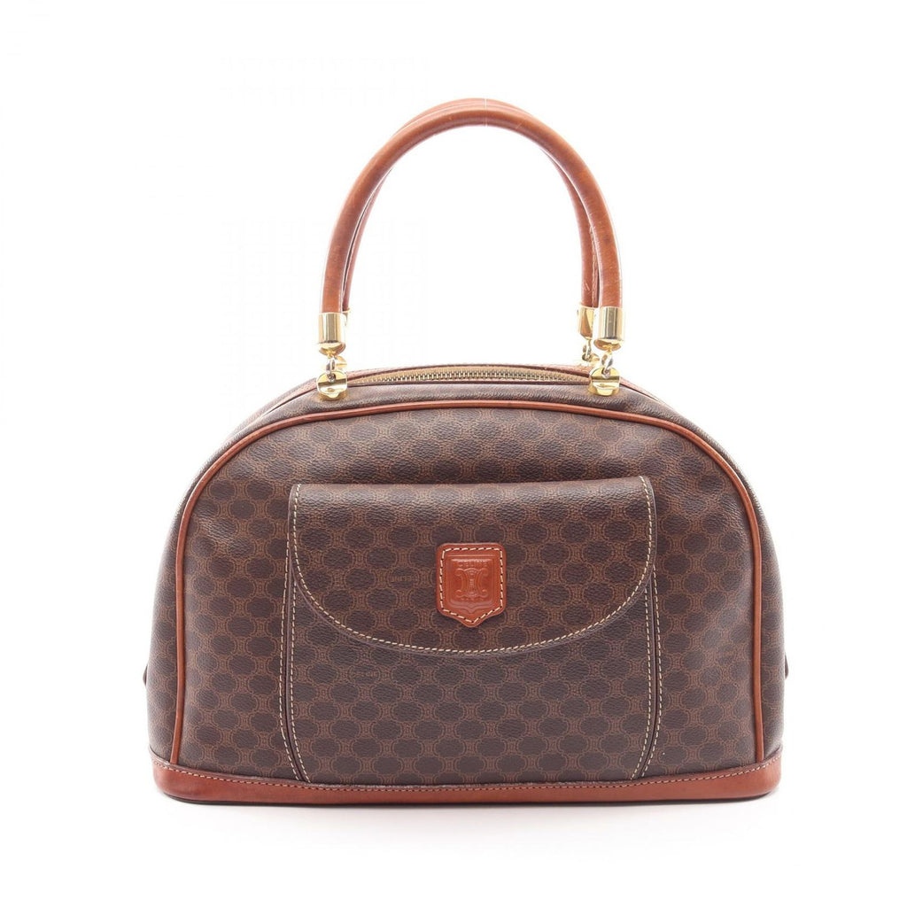 Celine Macadam Brown Canvas Leather Handbag