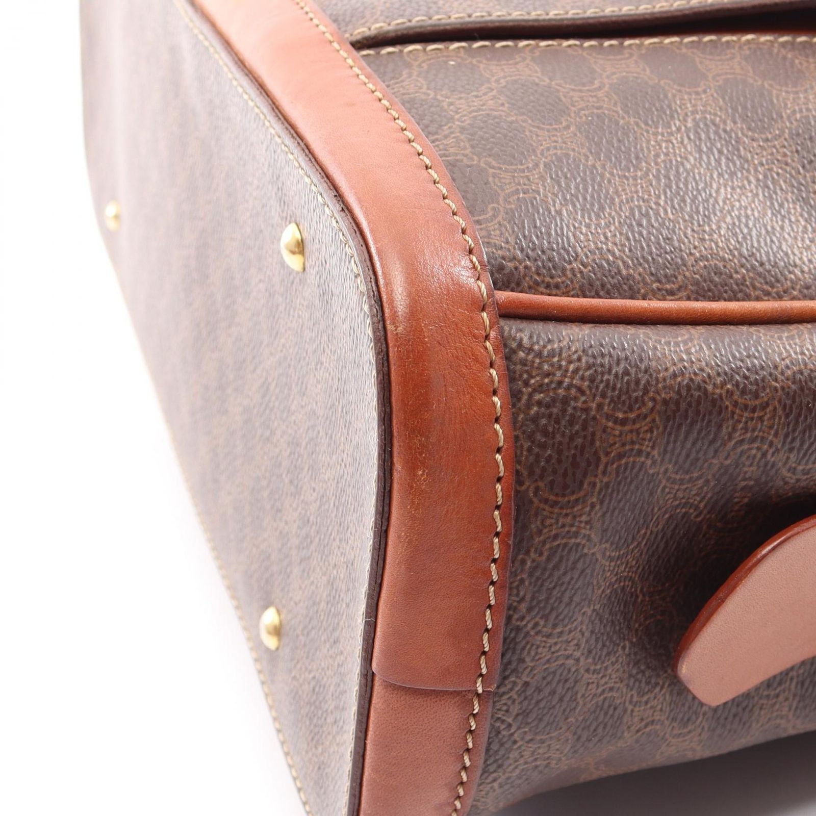 Celine Macadam Brown Canvas Leather Handbag — view 5