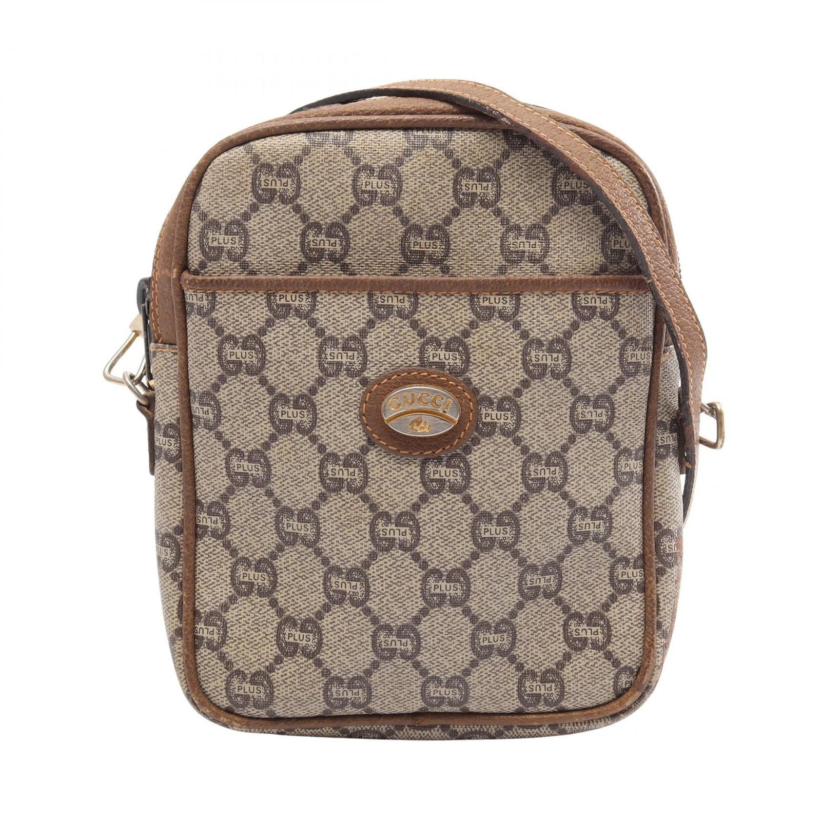 Gucci Shoulder Bag GG Pattern Plus Beige Canvas Leather