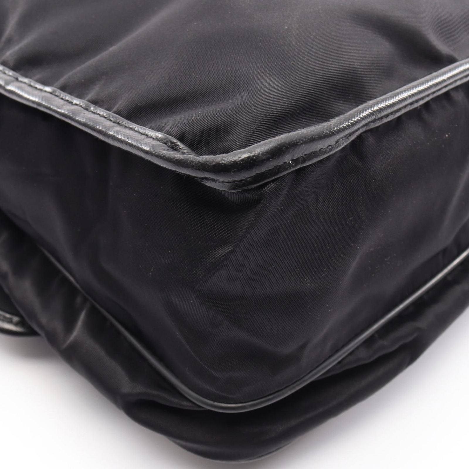 Prada Shoulder Bag to Line Guru Logo Black Nylon Saffiano Leather to — view 6