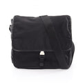 Prada Shoulder Bag to Line Guru Logo Black Nylon Saffiano Leather to