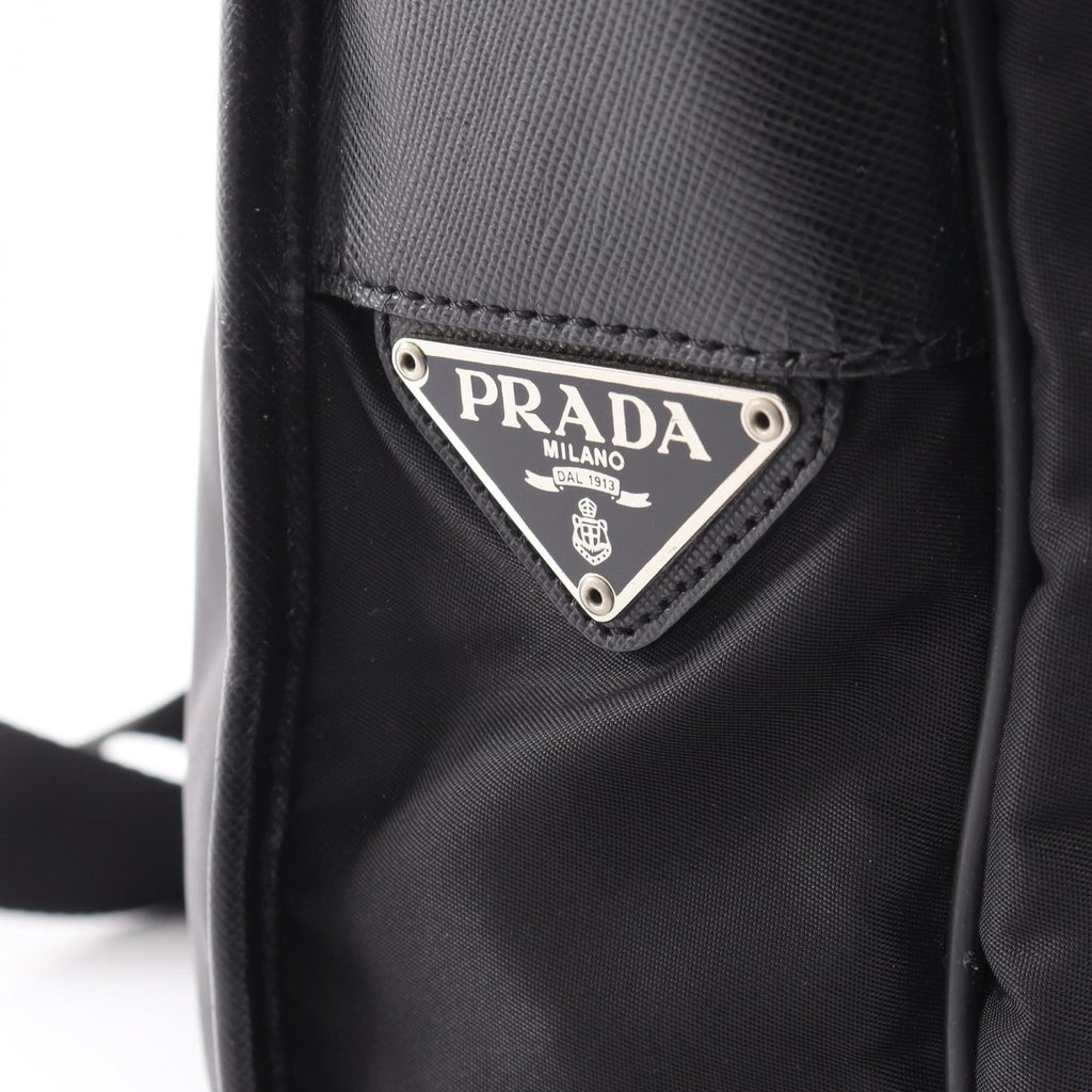 Prada Shoulder Bag to Line Guru Logo Black Nylon Saffiano Leather to — view 5
