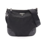 Prada Shoulder Bag to Line Guru Logo Black Nylon Leather to