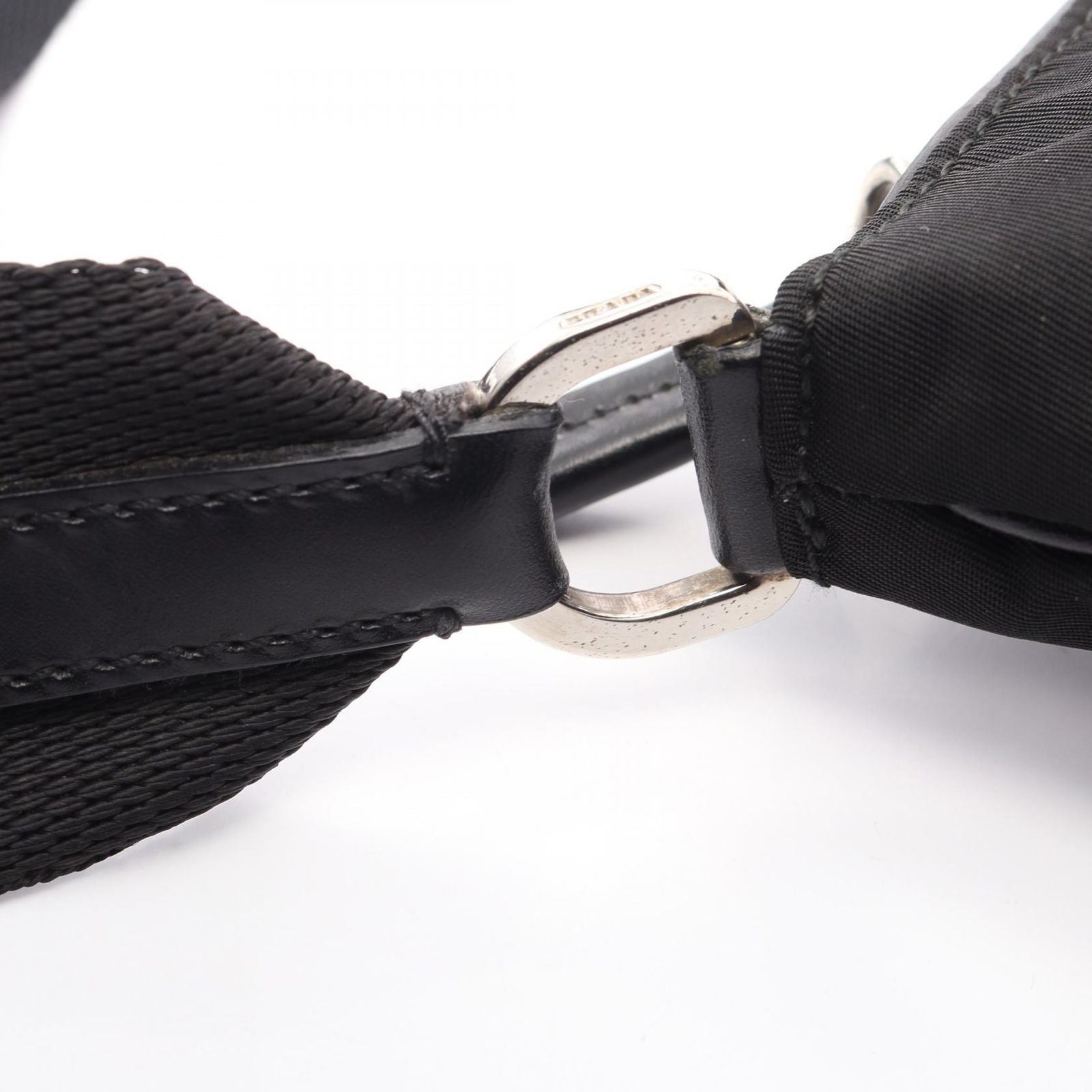 Prada Shoulder Bag to Line Guru Logo Black Nylon Leather to — view 7