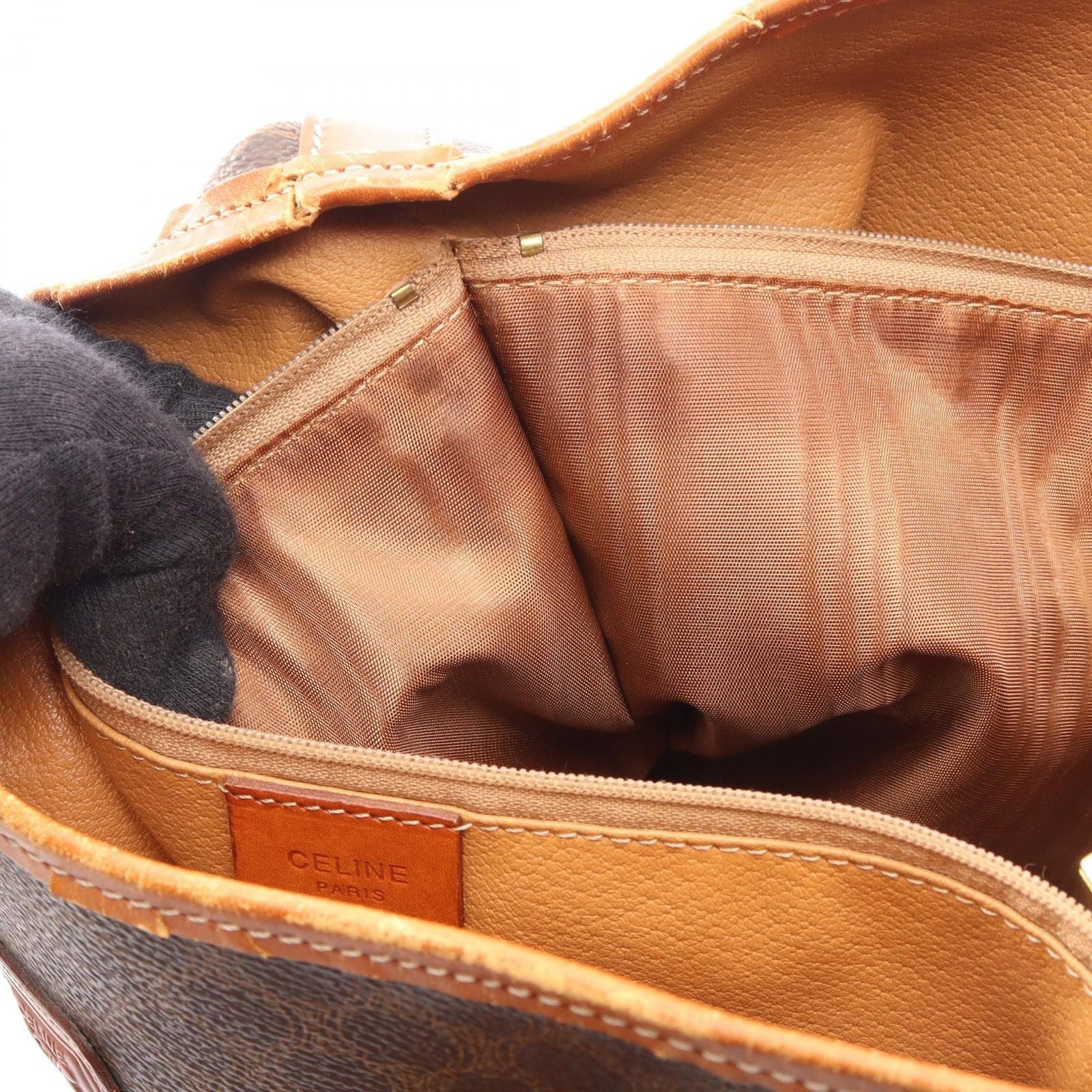 Celine Macadam Brown Canvas Leather Handbag — view 5