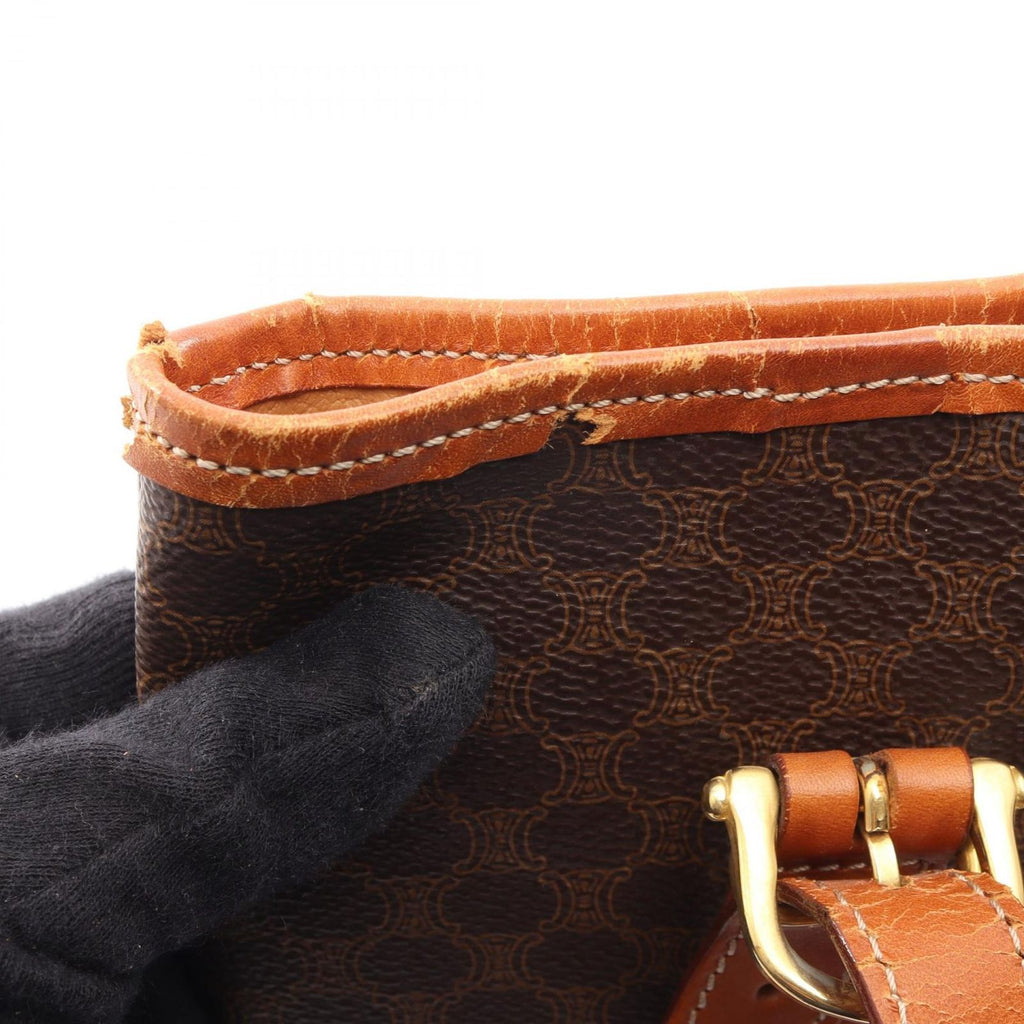Celine Macadam Brown Canvas Leather Handbag — view 6