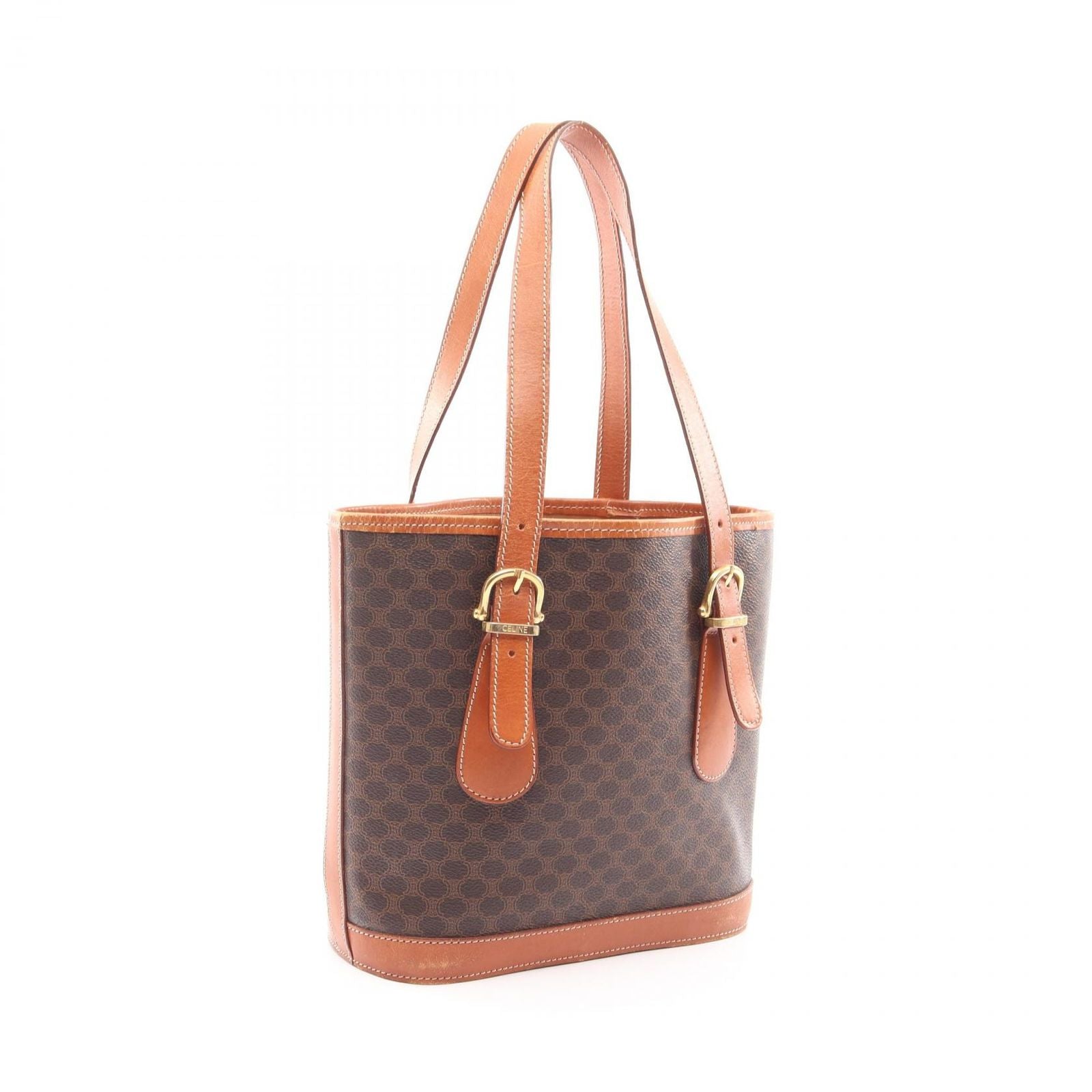 Celine Macadam Brown Canvas Leather Handbag — view 2