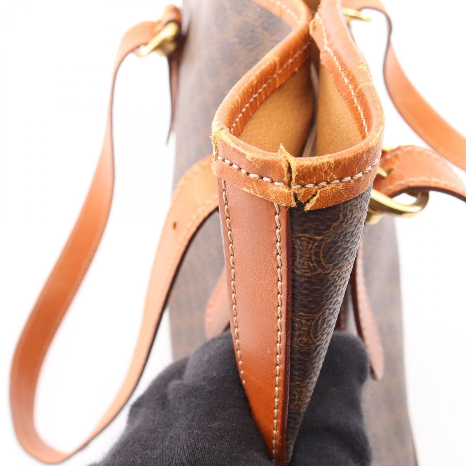 Celine Macadam Brown Canvas Leather Handbag — view 7