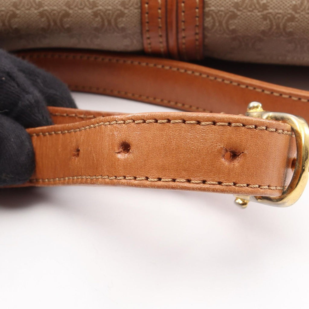 Celine Shoulder Bag Macadam Beige Brown Canvas Leather Triomphe — view 7