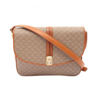 Celine Shoulder Bag Macadam Beige Brown Canvas Leather Triomphe